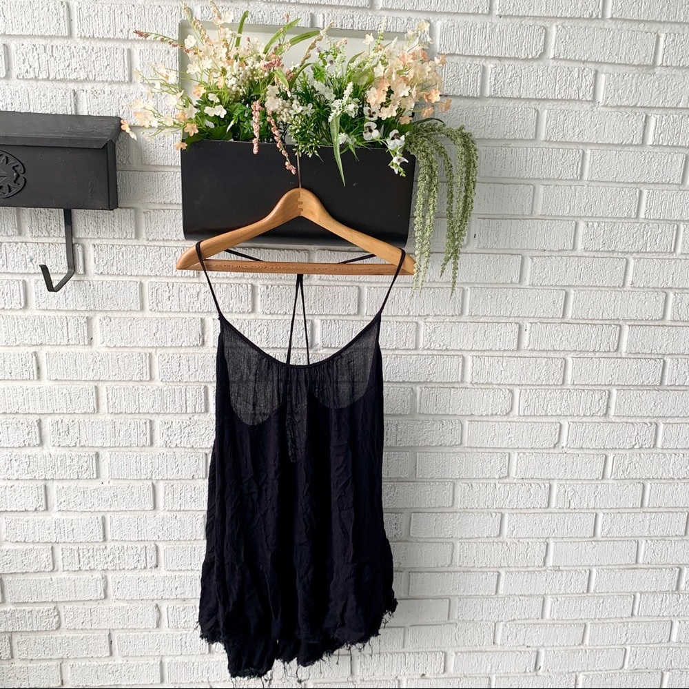 Urban Outfitters Black Thin Racerback Tank Top XSP - Picture 1 of 10